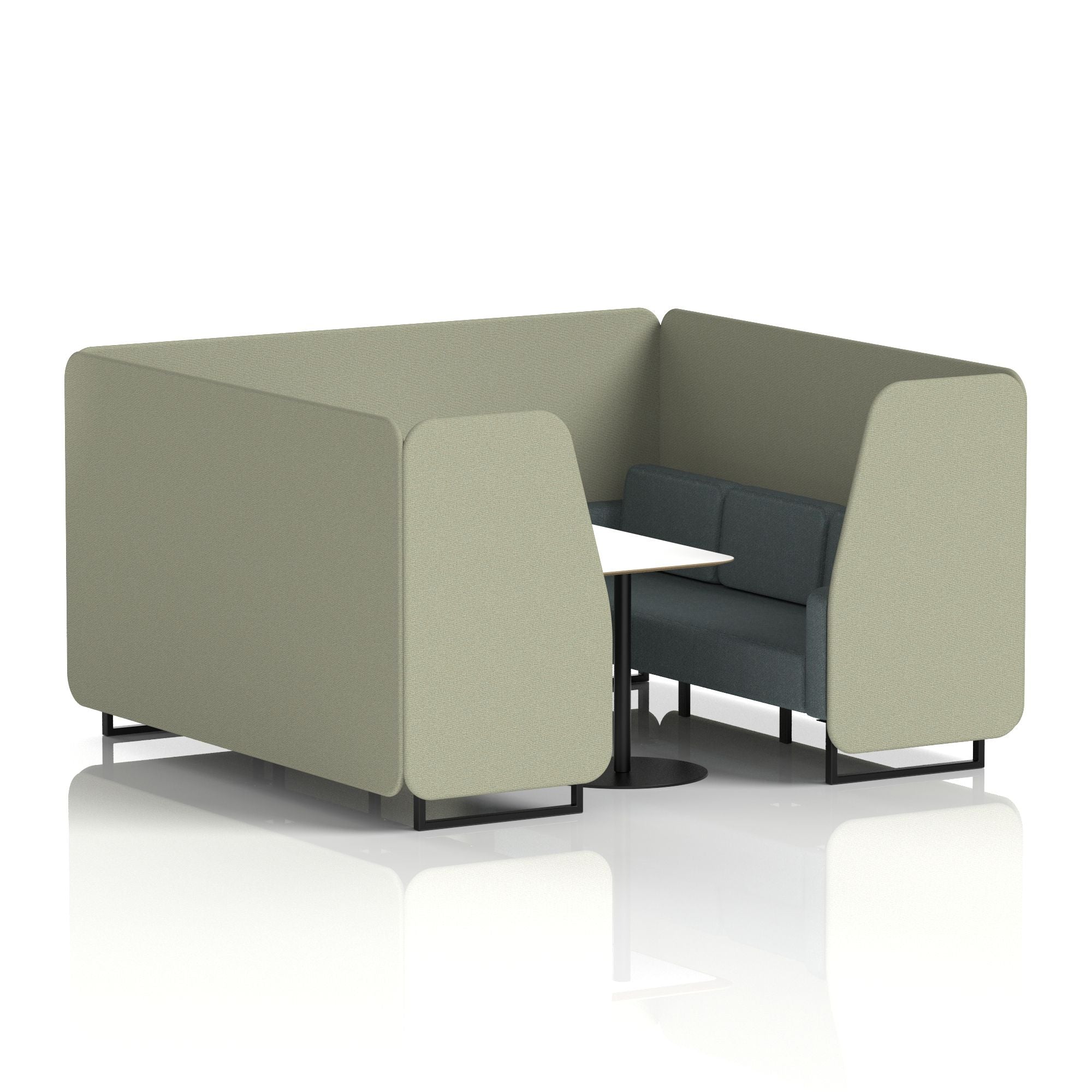 Brixworth Two-Tone Booth with White Table, 2–6 Seater, Multiple Colour Options, Black Frame, Fabric & Plywood, 10 Year Frame Warranty