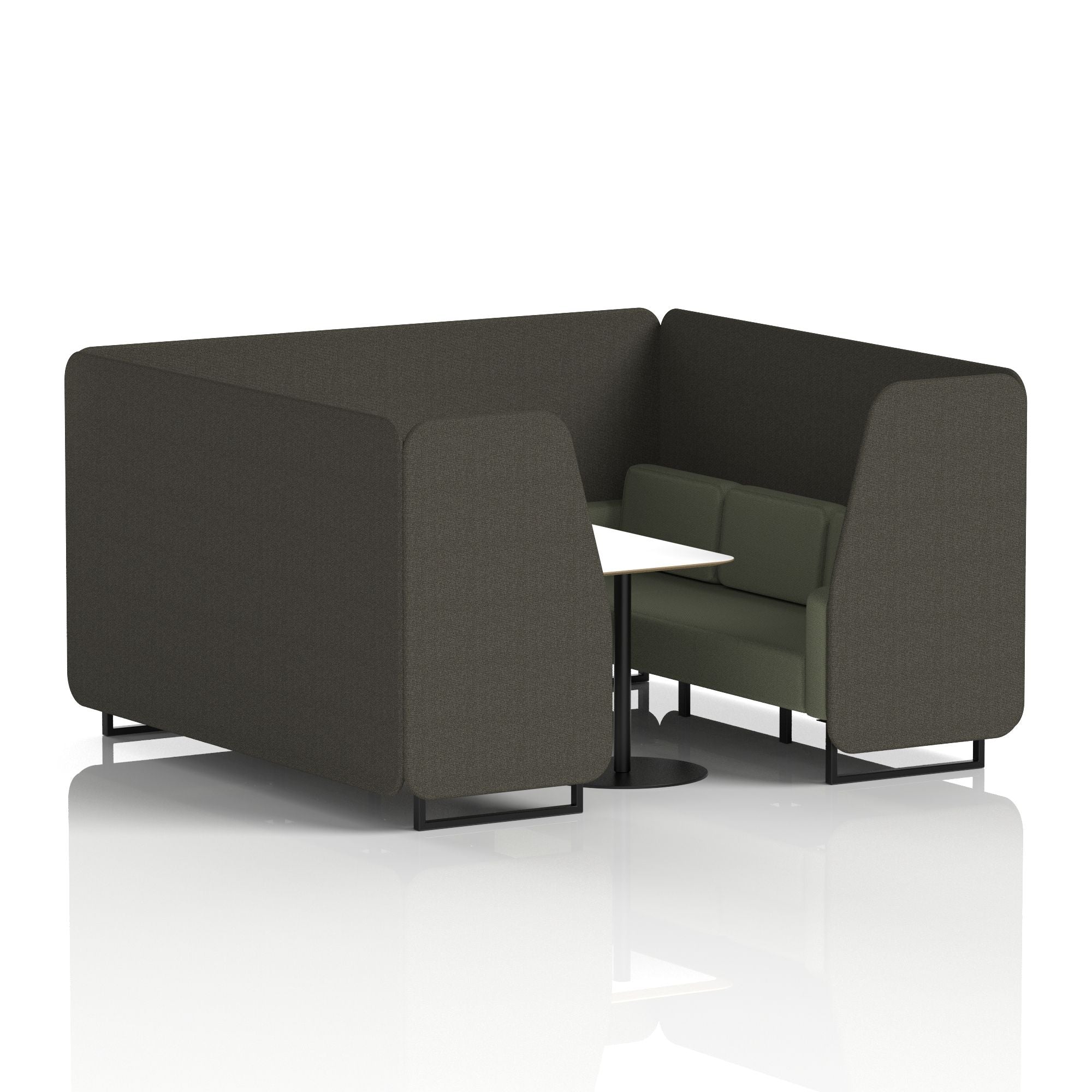 Brixworth Two-Tone Booth with White Table, 2–6 Seater, Multiple Colour Options, Black Frame, Fabric & Plywood, 10 Year Frame Warranty