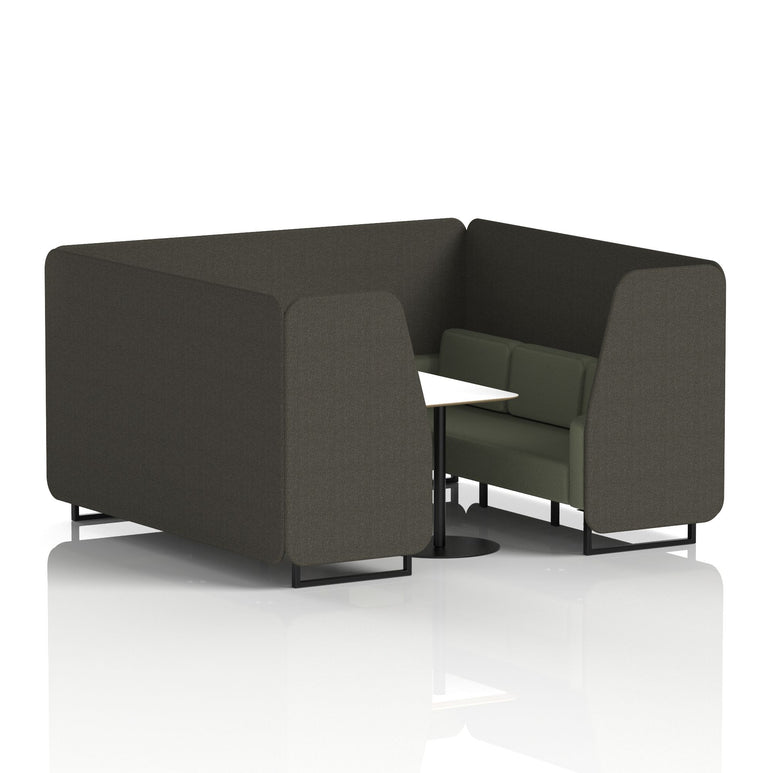 Brixworth Two-Tone Booth with White Table, 2–6 Seater, Multiple Colour Options, Black Frame, Fabric & Plywood, 10 Year Frame Warranty