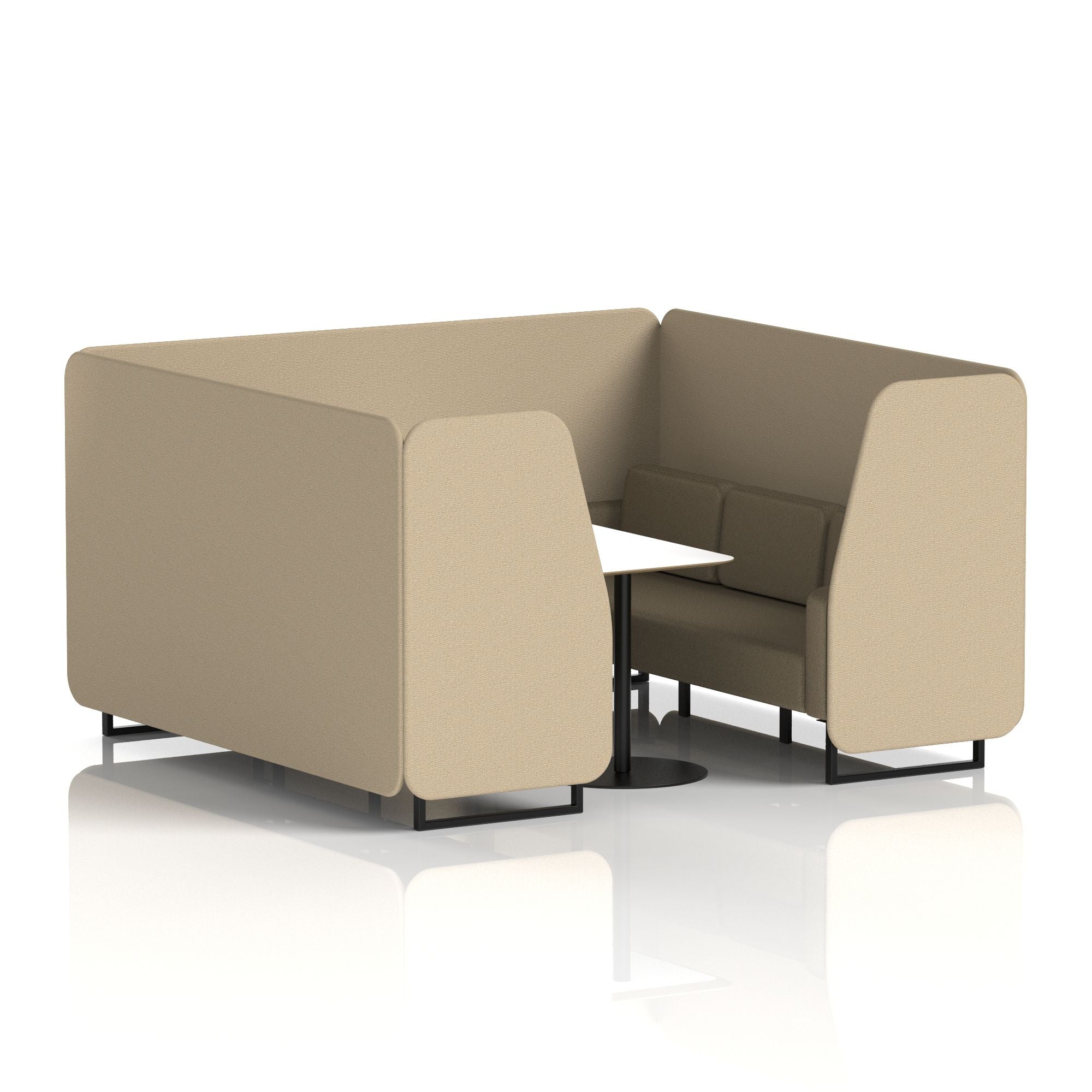 Brixworth Two-Tone Booth with White Table, 2–6 Seater, Multiple Colour Options, Black Frame, Fabric & Plywood, 10 Year Frame Warranty