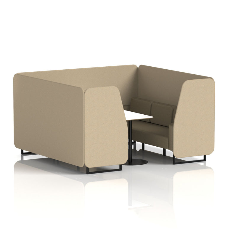 Brixworth Two-Tone Booth with White Table, 2–6 Seater, Multiple Colour Options, Black Frame, Fabric & Plywood, 10 Year Frame Warranty