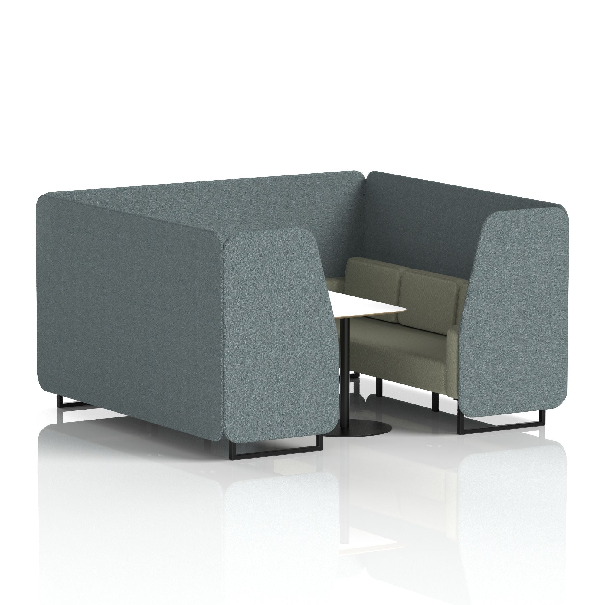 Brixworth Two-Tone Booth with White Table, 2–6 Seater, Multiple Colour Options, Black Frame, Fabric & Plywood, 10 Year Frame Warranty