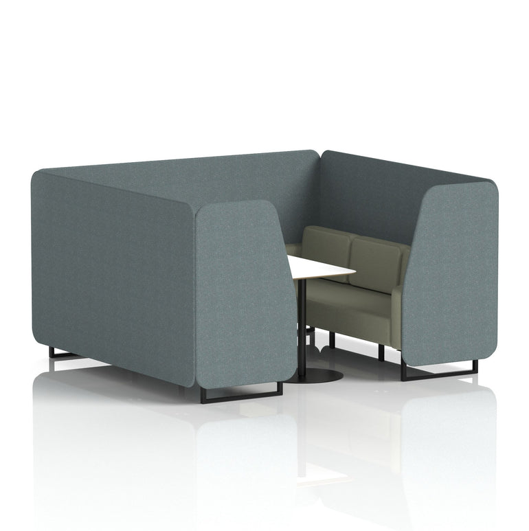 Brixworth Two-Tone Booth with White Table, 2–6 Seater, Multiple Colour Options, Black Frame, Fabric & Plywood, 10 Year Frame Warranty