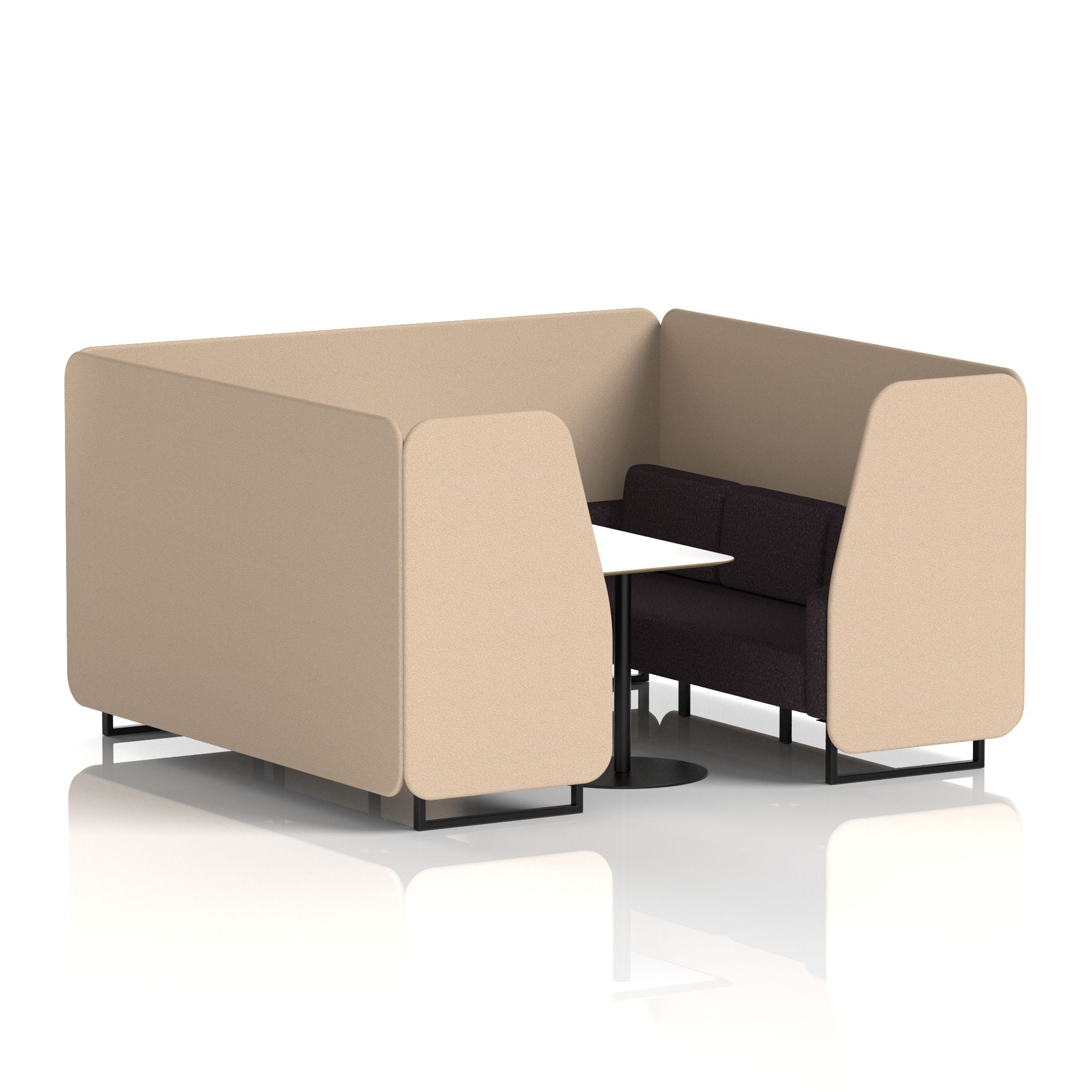 Brixworth Two-Tone Booth with White Table, 2–6 Seater, Multiple Colour Options, Black Frame, Fabric & Plywood, 10 Year Frame Warranty