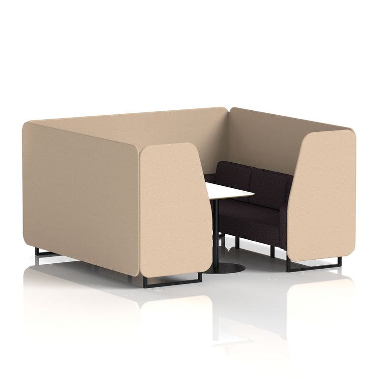 Brixworth Two-Tone Booth with White Table, 2–6 Seater, Multiple Colour Options, Black Frame, Fabric & Plywood, 10 Year Frame Warranty