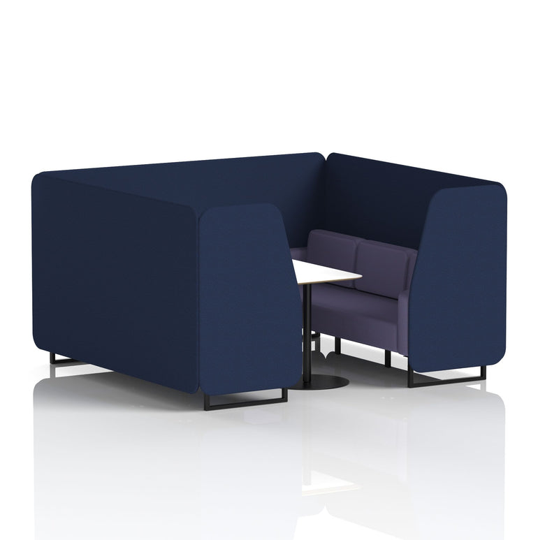 Brixworth Two-Tone Booth with White Table, 2–6 Seater, Multiple Colour Options, Black Frame, Fabric & Plywood, 10 Year Frame Warranty