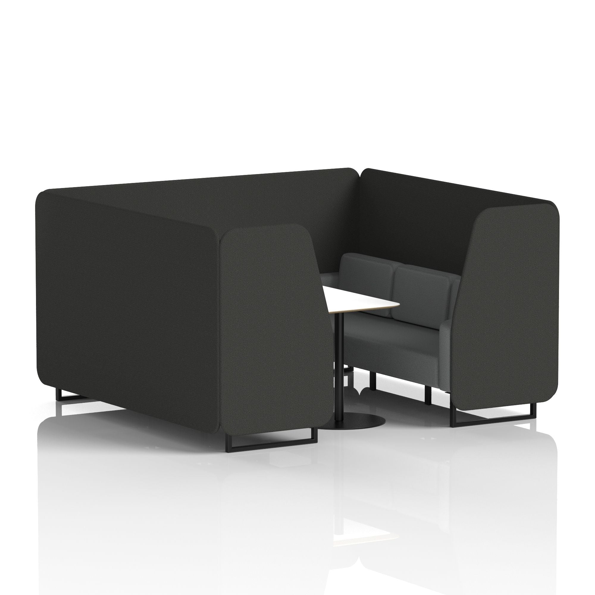 Brixworth Two-Tone Booth with White Table, 2–6 Seater, Multiple Colour Options, Black Frame, Fabric & Plywood, 10 Year Frame Warranty