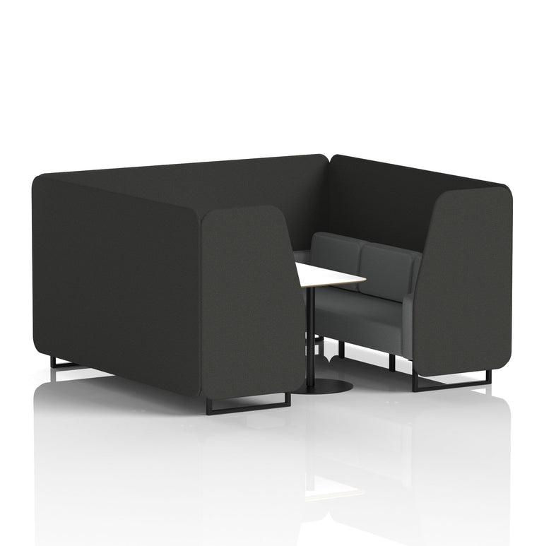Brixworth Two-Tone Booth with White Table, 2–6 Seater, Multiple Colour Options, Black Frame, Fabric & Plywood, 10 Year Frame Warranty