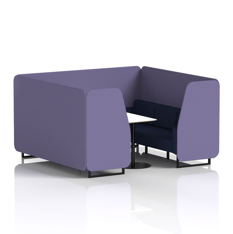 Brixworth Two-Tone Booth with White Table, 2–6 Seater, Multiple Colour Options, Black Frame, Fabric & Plywood, 10 Year Frame Warranty