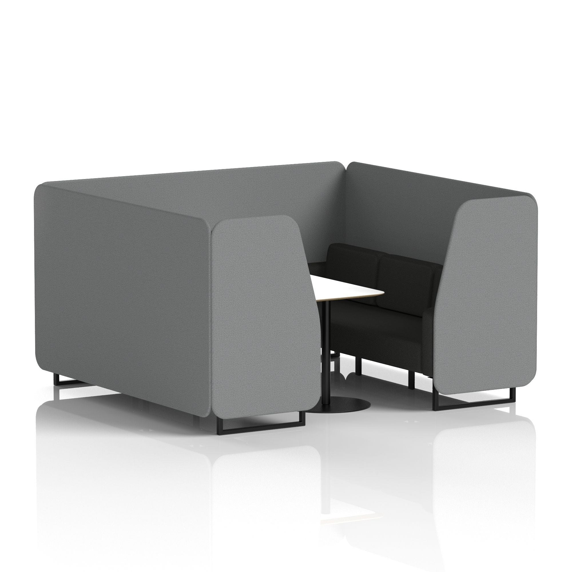 Brixworth Two-Tone Booth with White Table, 2–6 Seater, Multiple Colour Options, Black Frame, Fabric & Plywood, 10 Year Frame Warranty
