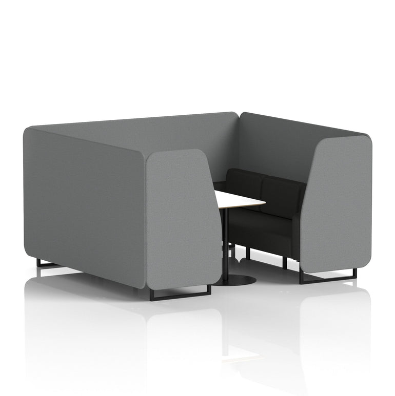 Brixworth Two-Tone Booth with White Table, 2–6 Seater, Multiple Colour Options, Black Frame, Fabric & Plywood, 10 Year Frame Warranty