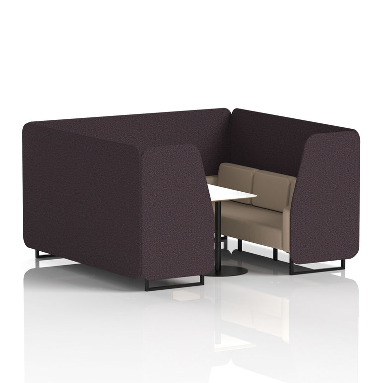 Brixworth Two-Tone Booth with White Table, 2–6 Seater, Multiple Colour Options, Black Frame, Fabric & Plywood, 10 Year Frame Warranty