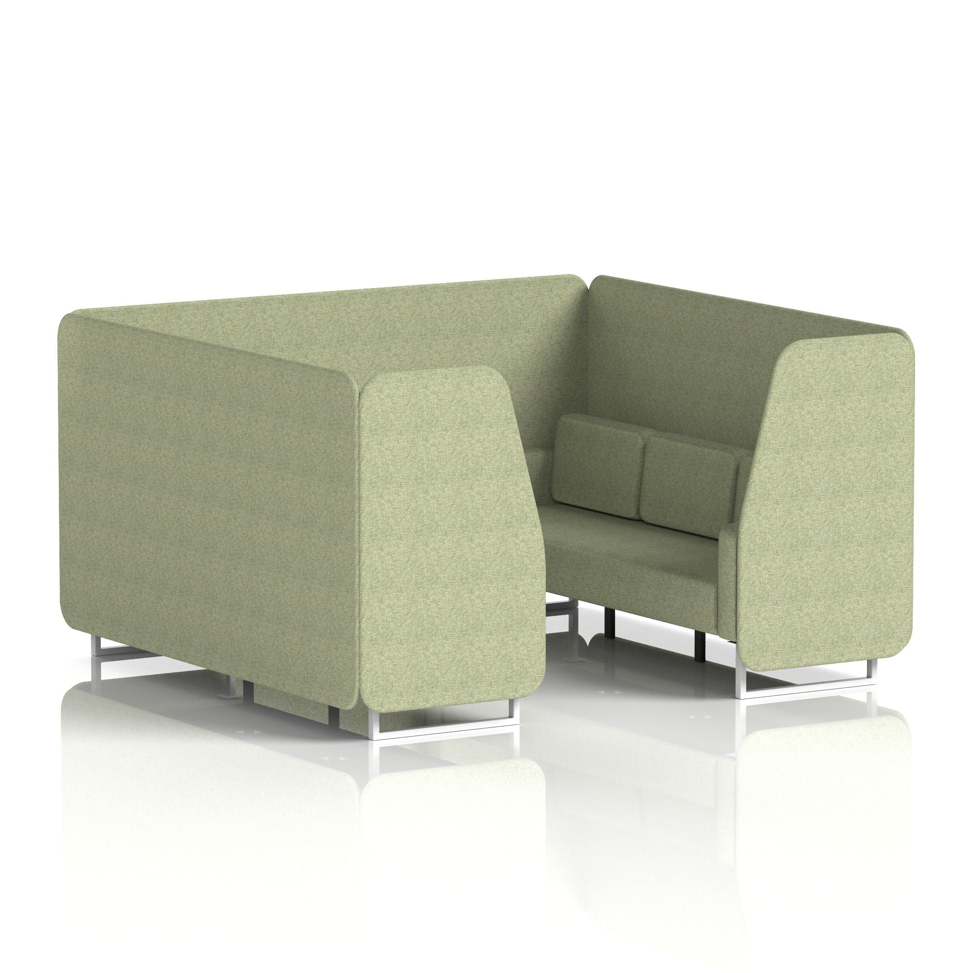 Brixworth Single Tone Office Booth – 2/4/6 Seater, Multiple Panel & Sofa Colours, Black or White Frame, Plywood/Foam/Fabric, Self-Assembly, 10yr Frame Warranty