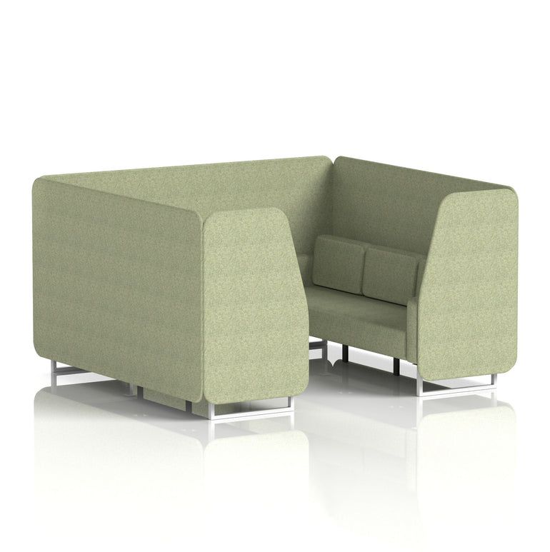 Brixworth Single Tone Office Booth – 2/4/6 Seater, Multiple Panel & Sofa Colours, Black or White Frame, Plywood/Foam/Fabric, Self-Assembly, 10yr Frame Warranty