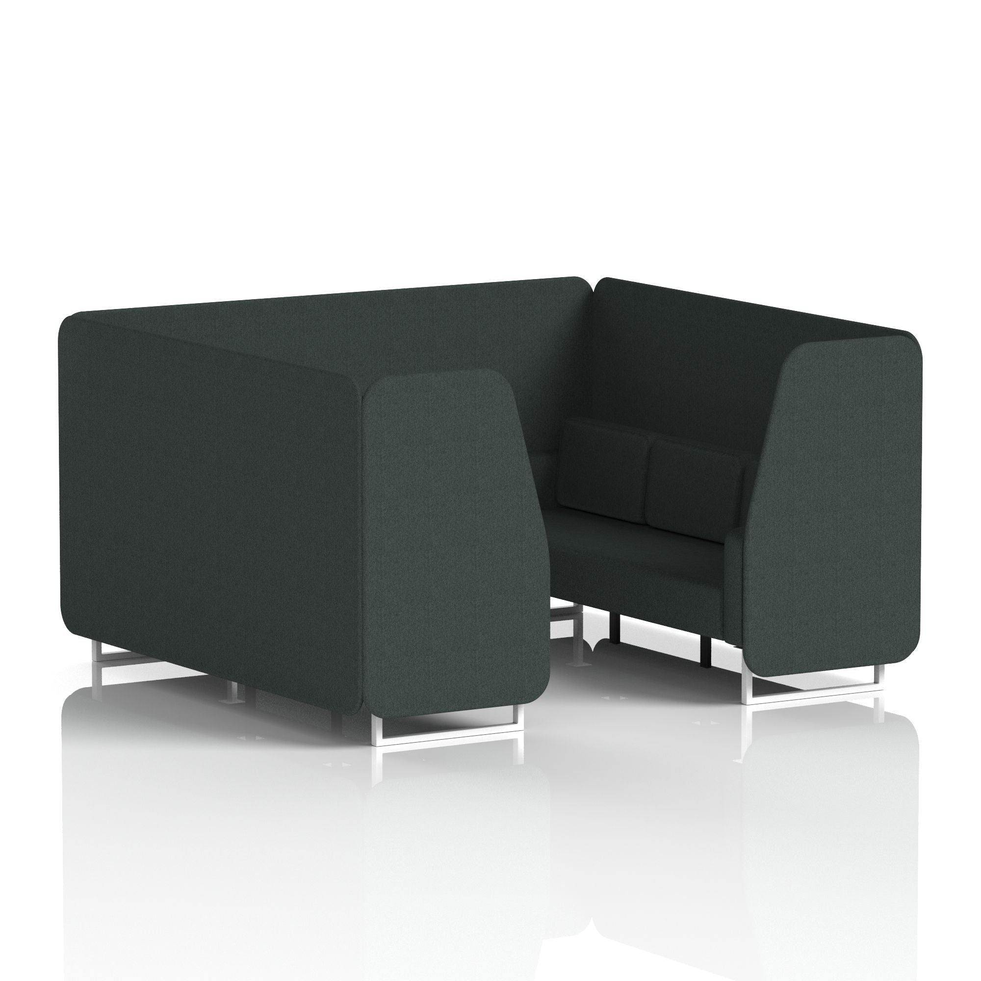 Brixworth Single Tone Office Booth – 2/4/6 Seater, Multiple Panel & Sofa Colours, Black or White Frame, Plywood/Foam/Fabric, Self-Assembly, 10yr Frame Warranty