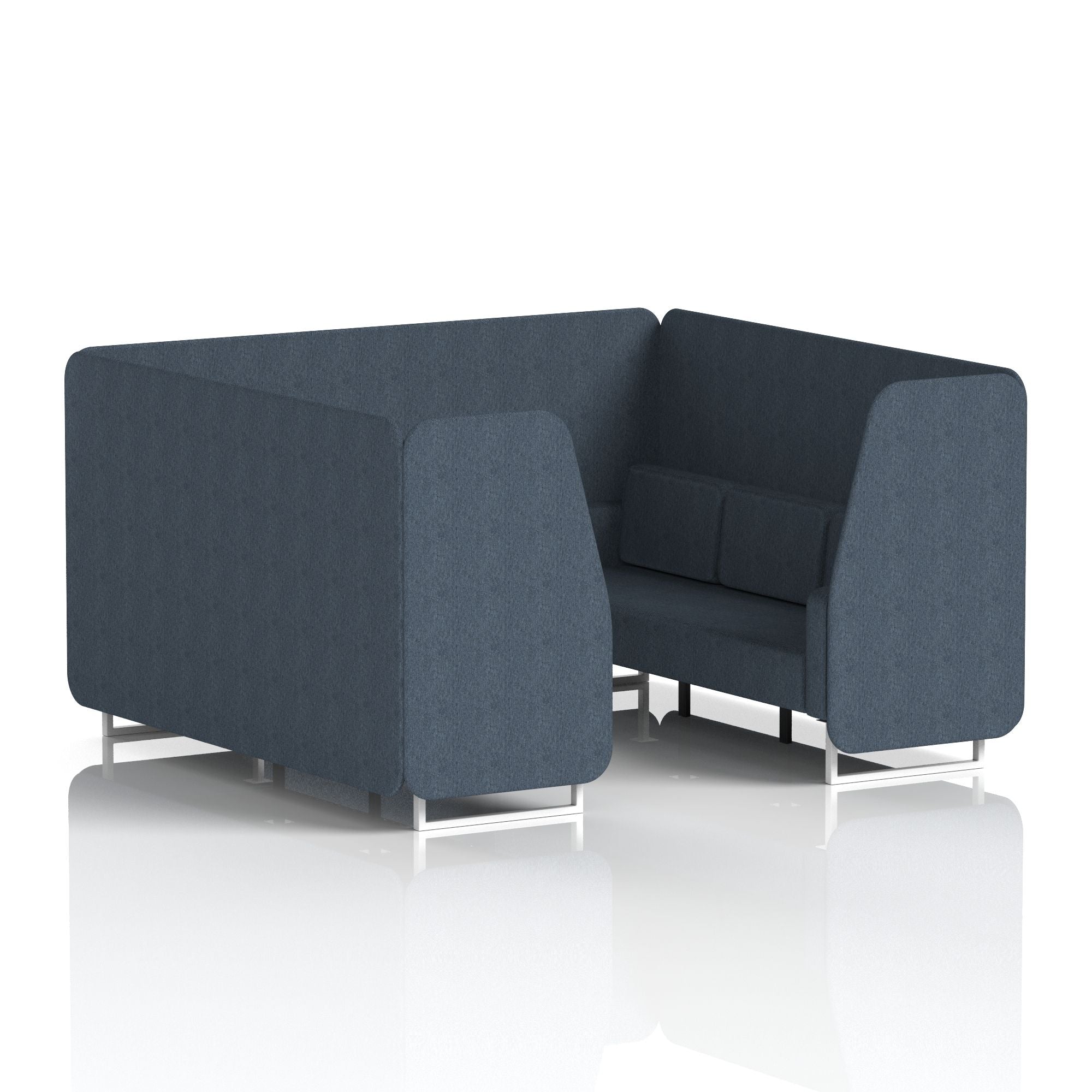 Brixworth Single Tone Office Booth – 2/4/6 Seater, Multiple Panel & Sofa Colours, Black or White Frame, Plywood/Foam/Fabric, Self-Assembly, 10yr Frame Warranty