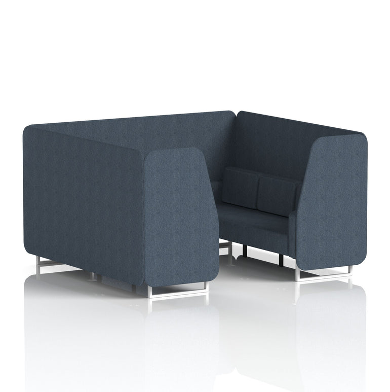 Brixworth Single Tone Office Booth – 2/4/6 Seater, Multiple Panel & Sofa Colours, Black or White Frame, Plywood/Foam/Fabric, Self-Assembly, 10yr Frame Warranty