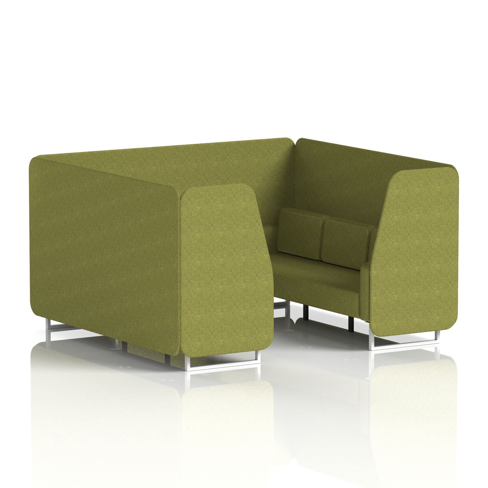 Brixworth Single Tone Office Booth – 2/4/6 Seater, Multiple Panel & Sofa Colours, Black or White Frame, Plywood/Foam/Fabric, Self-Assembly, 10yr Frame Warranty