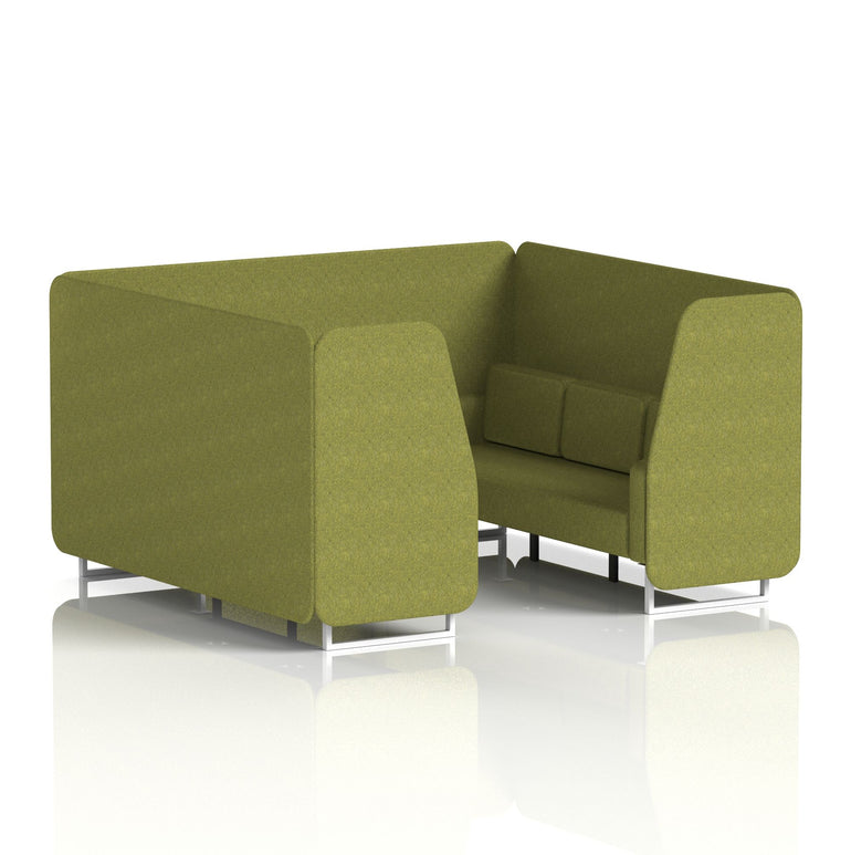 Brixworth Single Tone Office Booth – 2/4/6 Seater, Multiple Panel & Sofa Colours, Black or White Frame, Plywood/Foam/Fabric, Self-Assembly, 10yr Frame Warranty