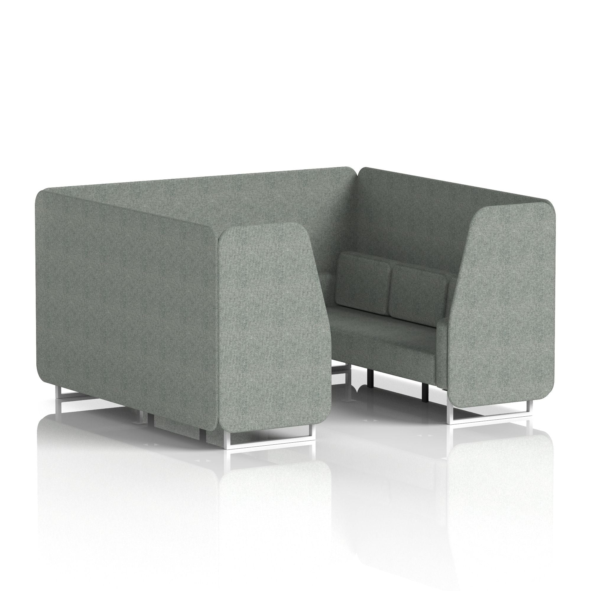 Brixworth Single Tone Office Booth – 2/4/6 Seater, Multiple Panel & Sofa Colours, Black or White Frame, Plywood/Foam/Fabric, Self-Assembly, 10yr Frame Warranty