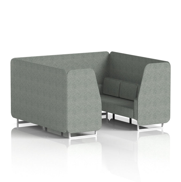 Brixworth Single Tone Office Booth – 2/4/6 Seater, Multiple Panel & Sofa Colours, Black or White Frame, Plywood/Foam/Fabric, Self-Assembly, 10yr Frame Warranty