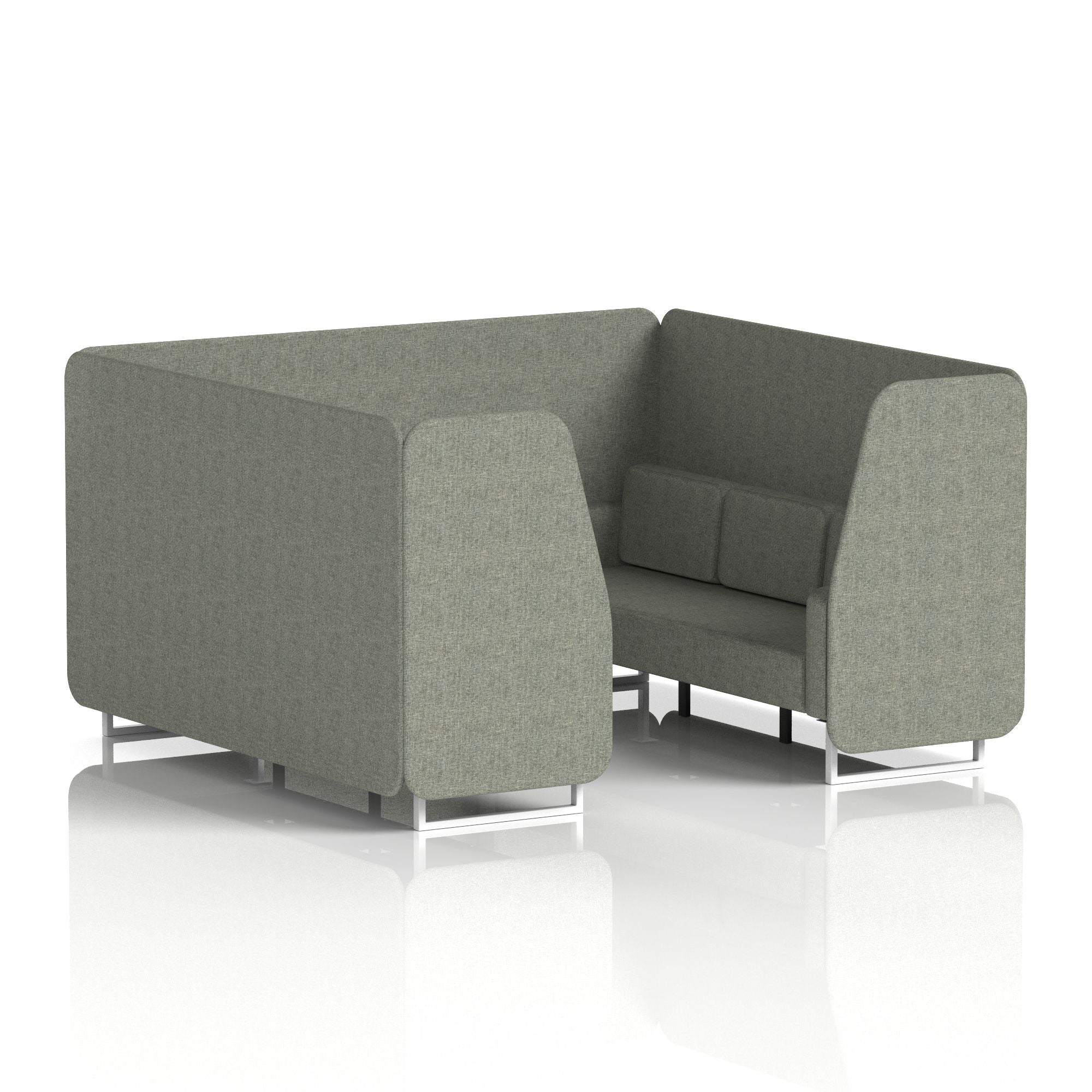 Brixworth Single Tone Office Booth – 2/4/6 Seater, Multiple Panel & Sofa Colours, Black or White Frame, Plywood/Foam/Fabric, Self-Assembly, 10yr Frame Warranty