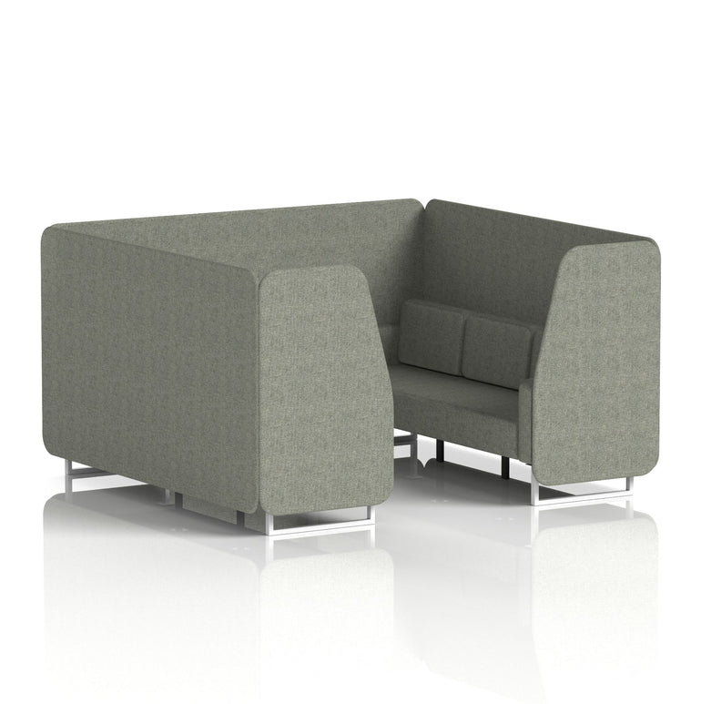 Brixworth Single Tone Office Booth – 2/4/6 Seater, Multiple Panel & Sofa Colours, Black or White Frame, Plywood/Foam/Fabric, Self-Assembly, 10yr Frame Warranty