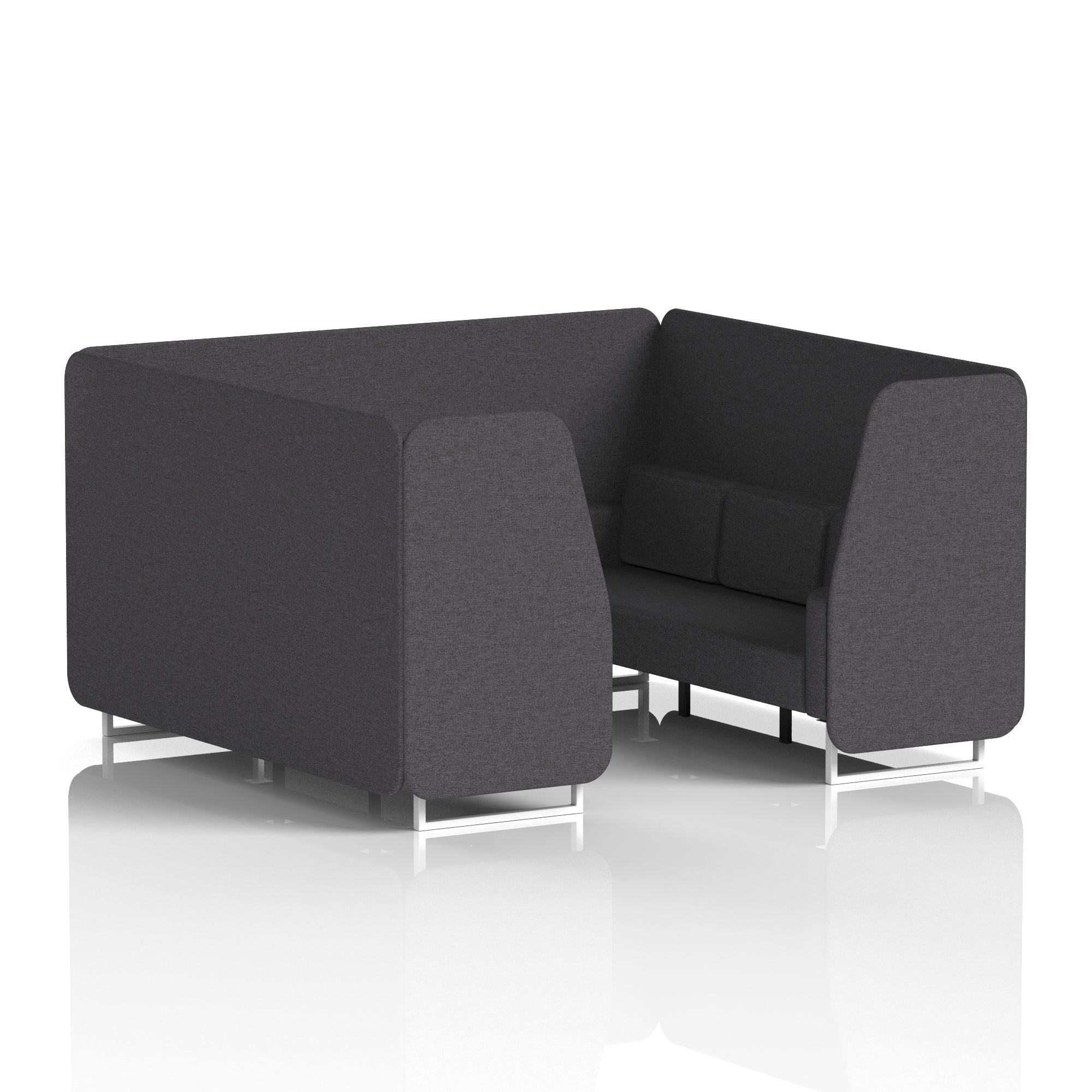 Brixworth Single Tone Office Booth – 2/4/6 Seater, Multiple Panel & Sofa Colours, Black or White Frame, Plywood/Foam/Fabric, Self-Assembly, 10yr Frame Warranty