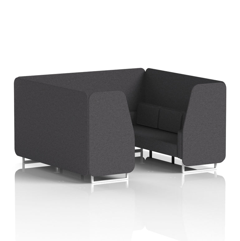 Brixworth Single Tone Office Booth – 2/4/6 Seater, Multiple Panel & Sofa Colours, Black or White Frame, Plywood/Foam/Fabric, Self-Assembly, 10yr Frame Warranty