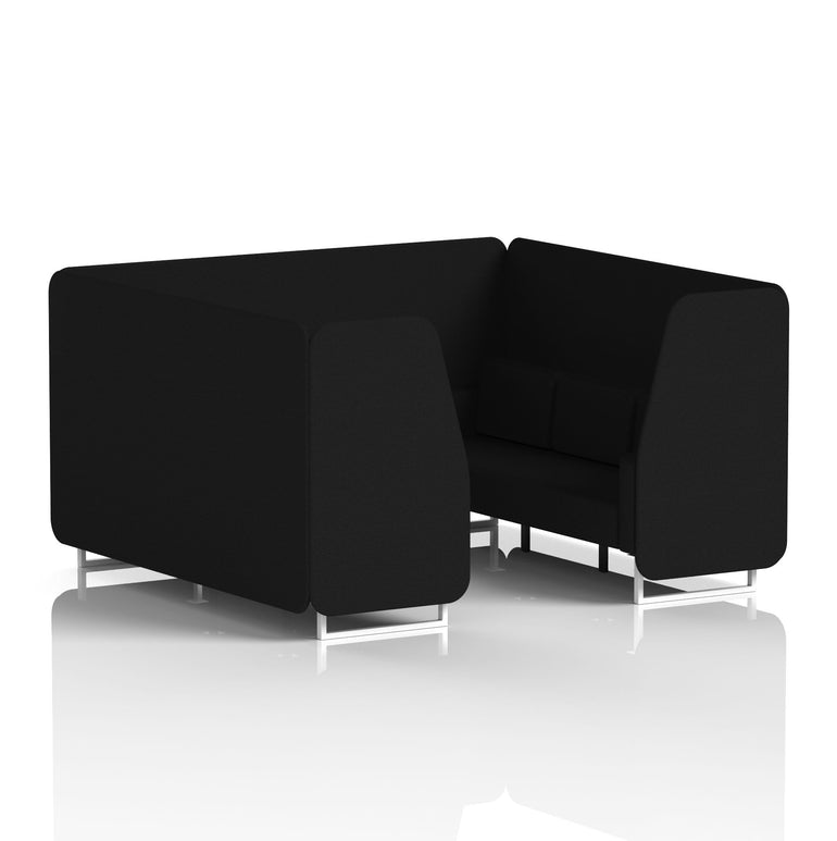 Brixworth Single Tone Office Booth – 2/4/6 Seater, Multiple Panel & Sofa Colours, Black or White Frame, Plywood/Foam/Fabric, Self-Assembly, 10yr Frame Warranty