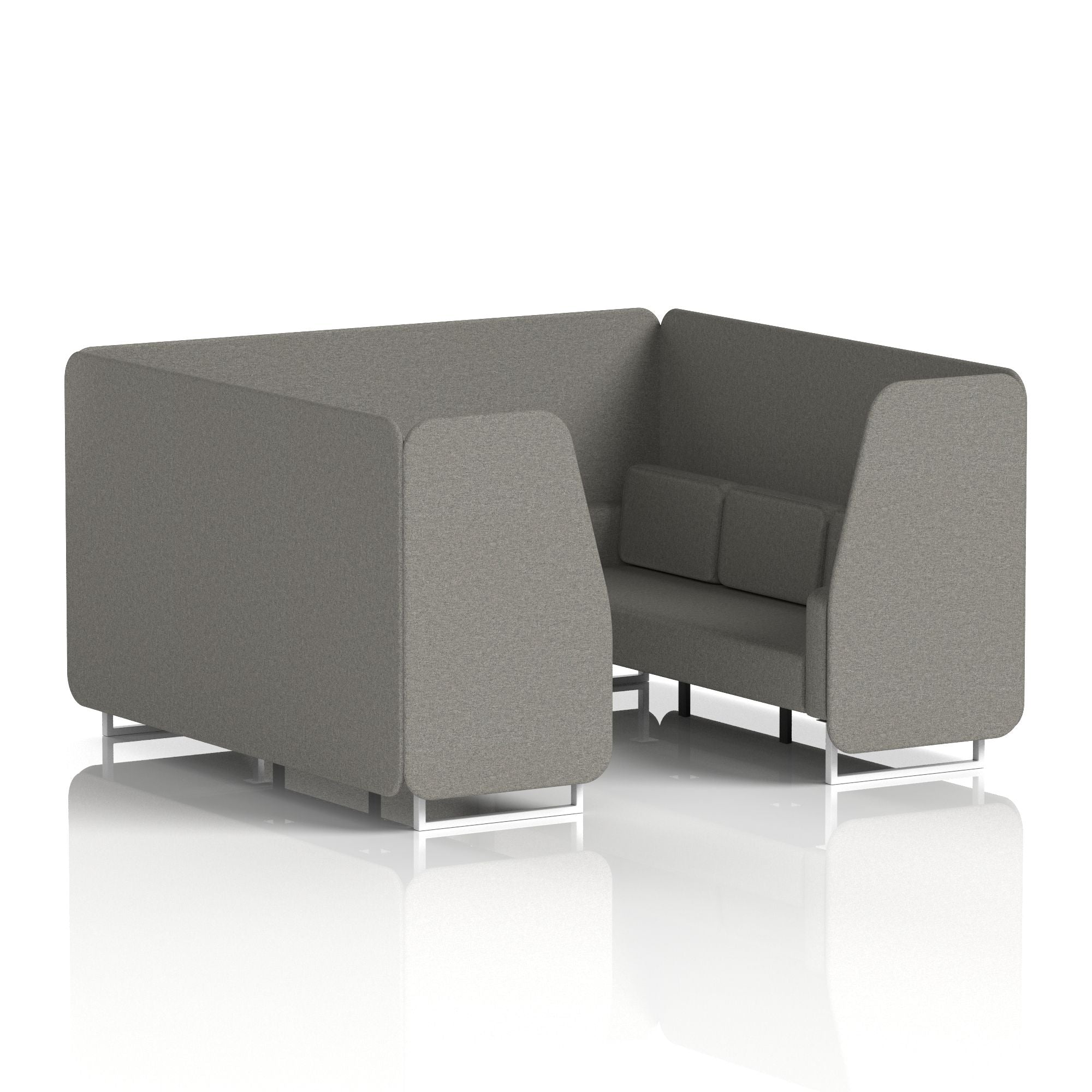 Brixworth Single Tone Office Booth – 2/4/6 Seater, Multiple Panel & Sofa Colours, Black or White Frame, Plywood/Foam/Fabric, Self-Assembly, 10yr Frame Warranty