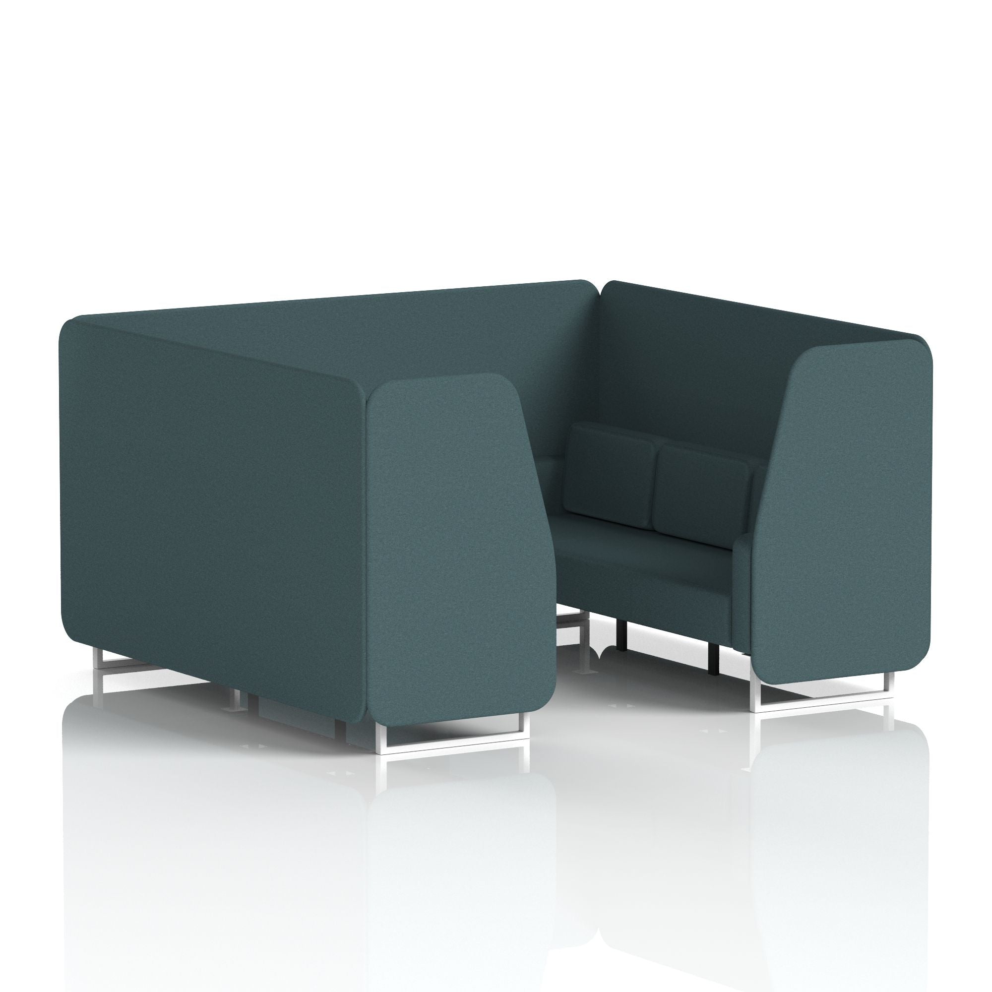 Brixworth Single Tone Office Booth – 2/4/6 Seater, Multiple Panel & Sofa Colours, Black or White Frame, Plywood/Foam/Fabric, Self-Assembly, 10yr Frame Warranty
