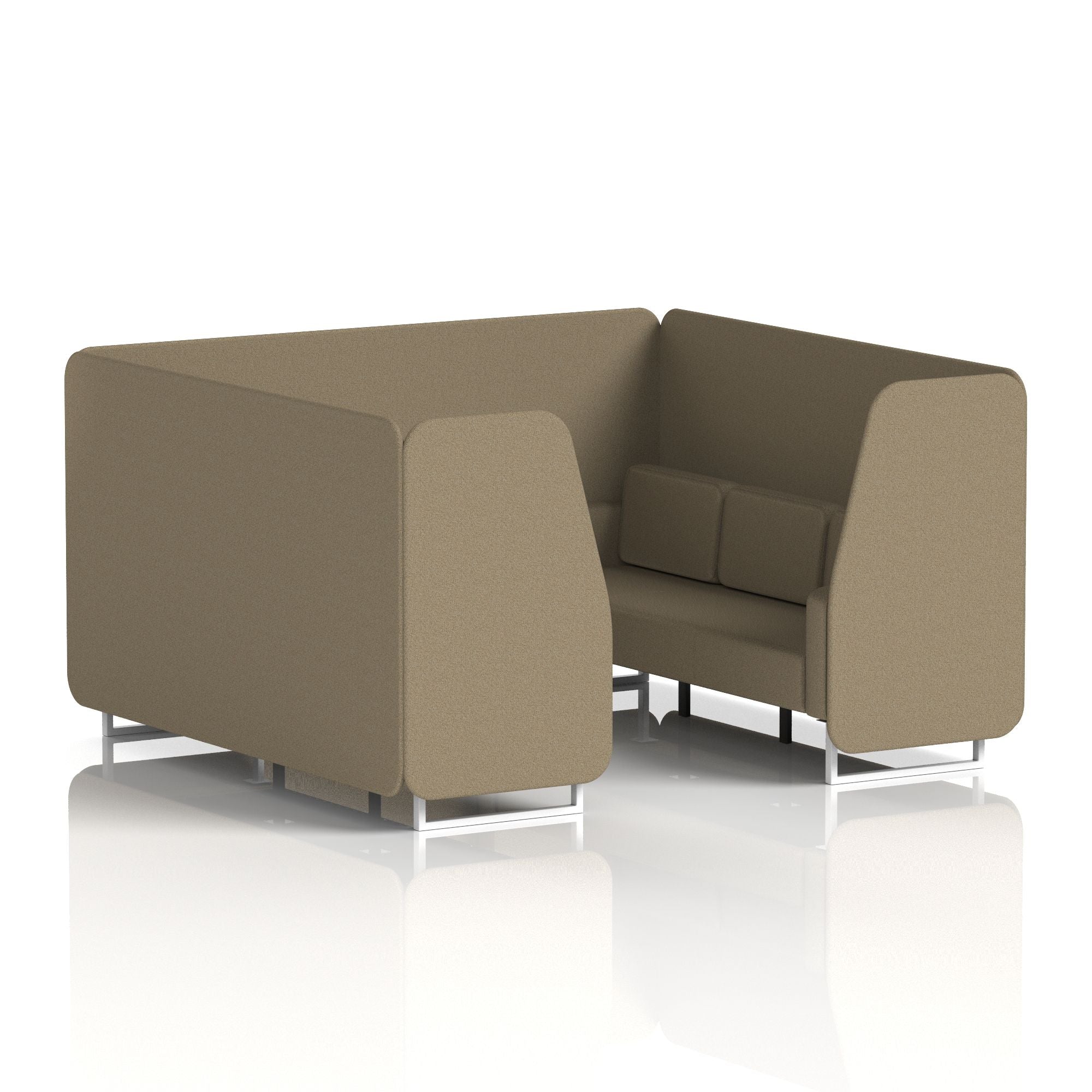 Brixworth Single Tone Office Booth – 2/4/6 Seater, Multiple Panel & Sofa Colours, Black or White Frame, Plywood/Foam/Fabric, Self-Assembly, 10yr Frame Warranty