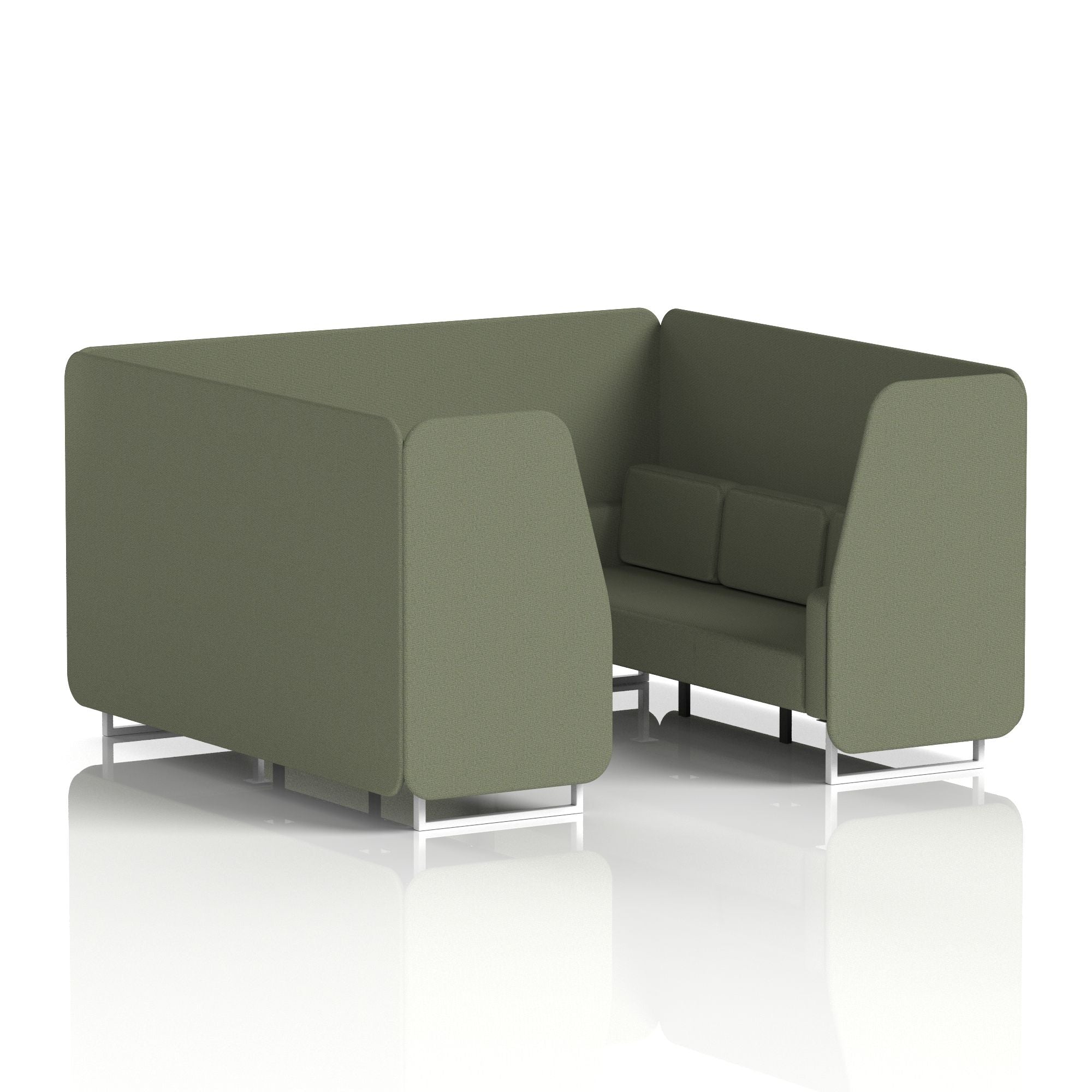 Brixworth Single Tone Office Booth – 2/4/6 Seater, Multiple Panel & Sofa Colours, Black or White Frame, Plywood/Foam/Fabric, Self-Assembly, 10yr Frame Warranty