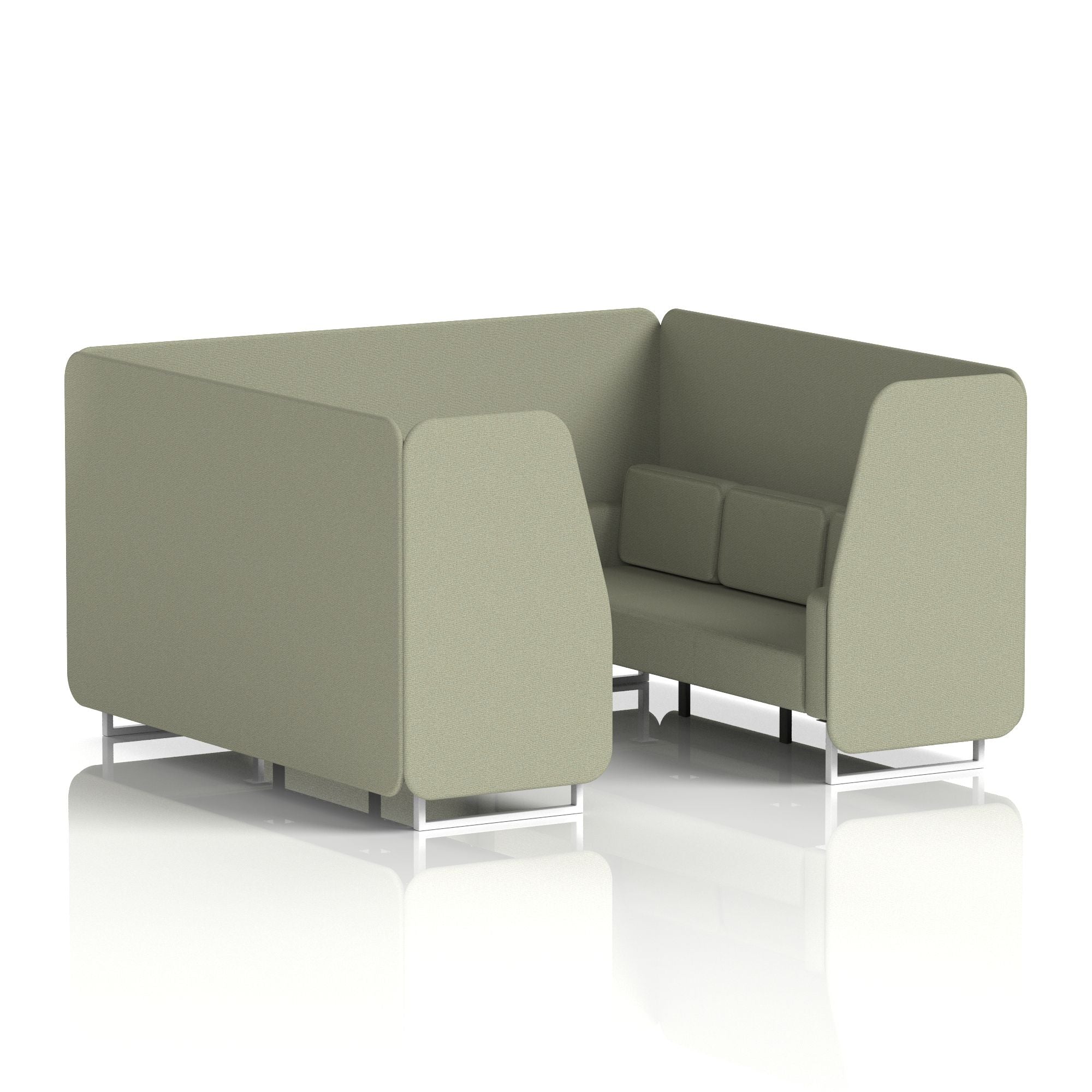 Brixworth Single Tone Office Booth – 2/4/6 Seater, Multiple Panel & Sofa Colours, Black or White Frame, Plywood/Foam/Fabric, Self-Assembly, 10yr Frame Warranty