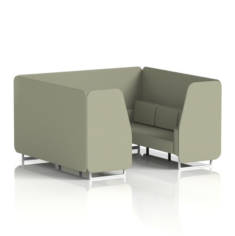 Brixworth Single Tone Office Booth – 2/4/6 Seater, Multiple Panel & Sofa Colours, Black or White Frame, Plywood/Foam/Fabric, Self-Assembly, 10yr Frame Warranty