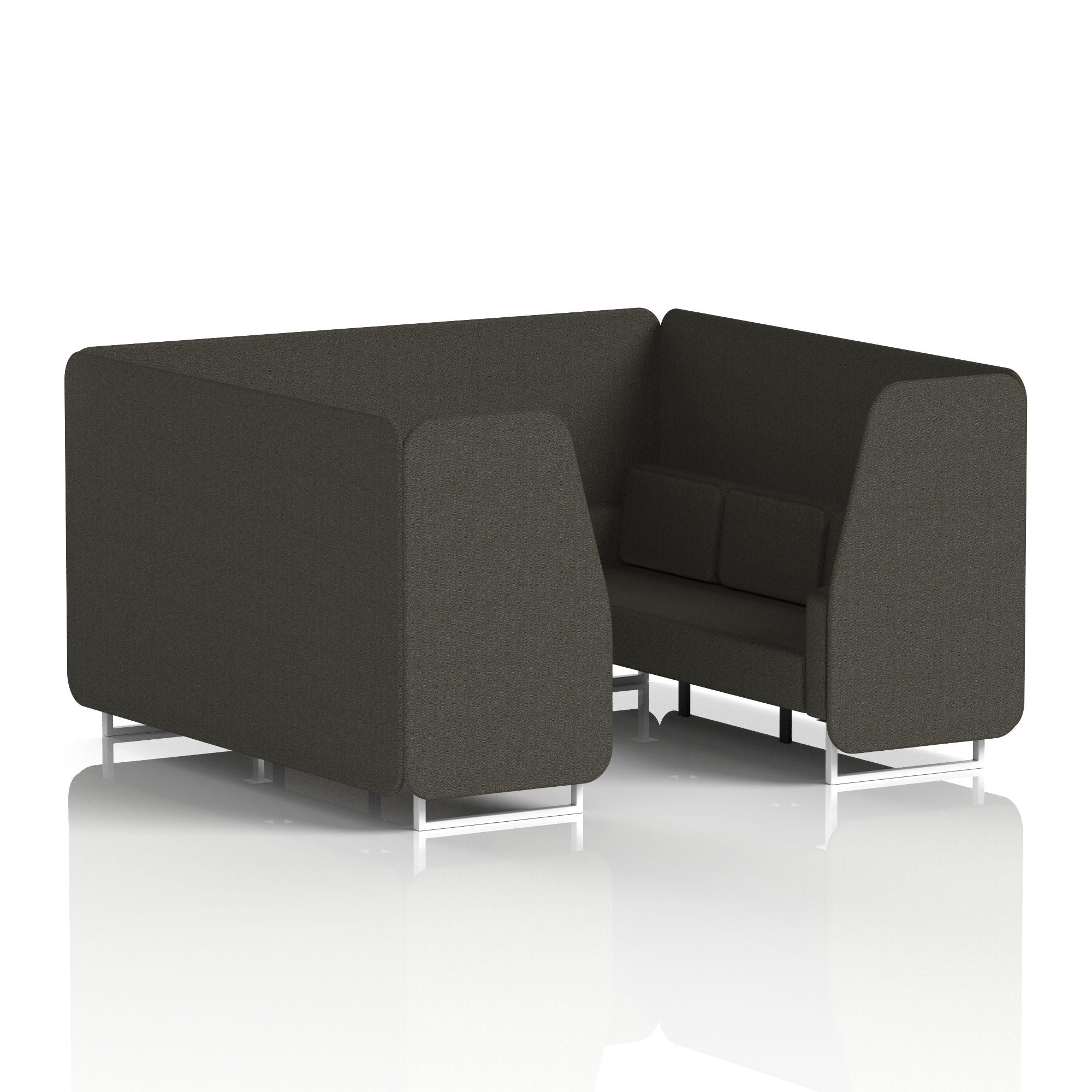 Brixworth Single Tone Office Booth – 2/4/6 Seater, Multiple Panel & Sofa Colours, Black or White Frame, Plywood/Foam/Fabric, Self-Assembly, 10yr Frame Warranty