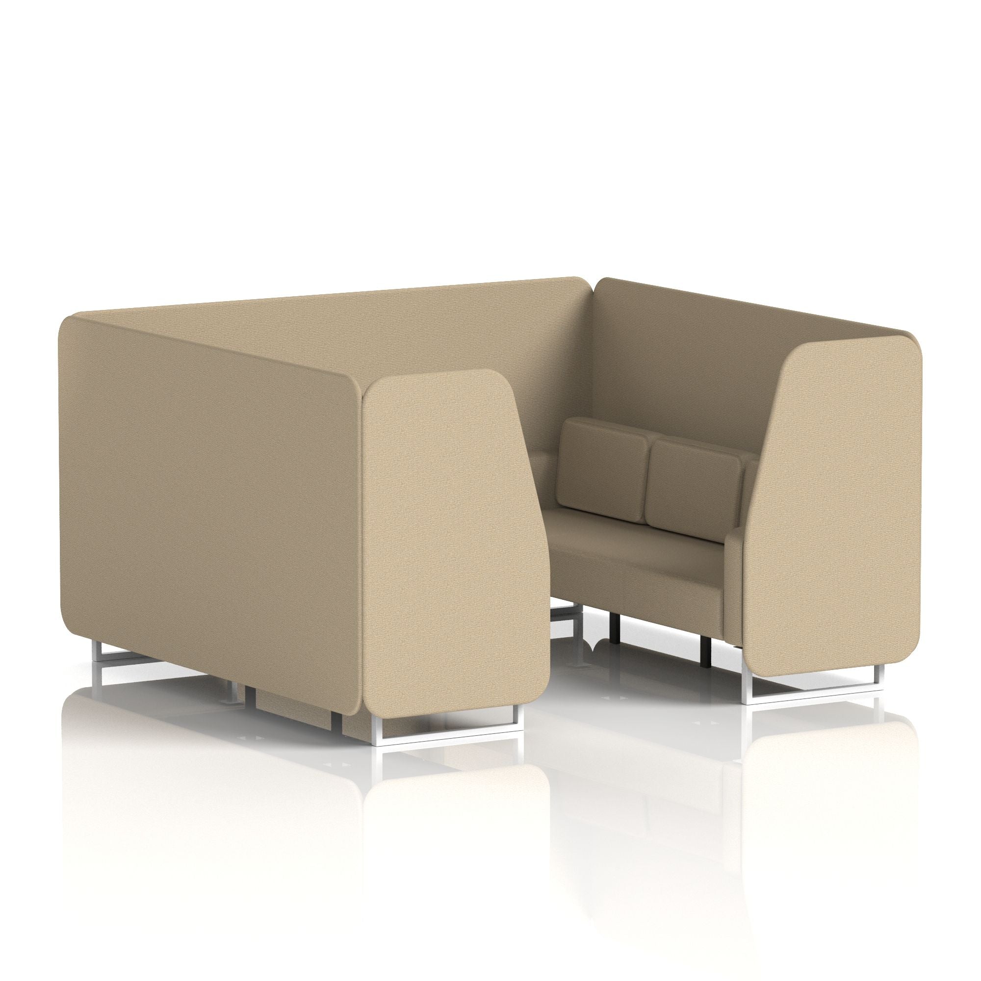 Brixworth Single Tone Office Booth – 2/4/6 Seater, Multiple Panel & Sofa Colours, Black or White Frame, Plywood/Foam/Fabric, Self-Assembly, 10yr Frame Warranty