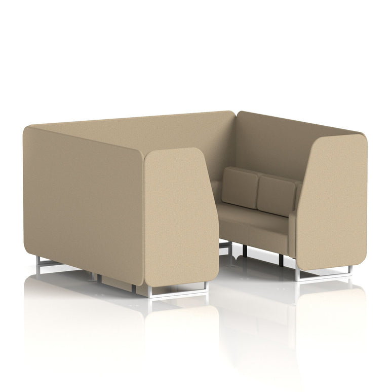 Brixworth Single Tone Office Booth – 2/4/6 Seater, Multiple Panel & Sofa Colours, Black or White Frame, Plywood/Foam/Fabric, Self-Assembly, 10yr Frame Warranty