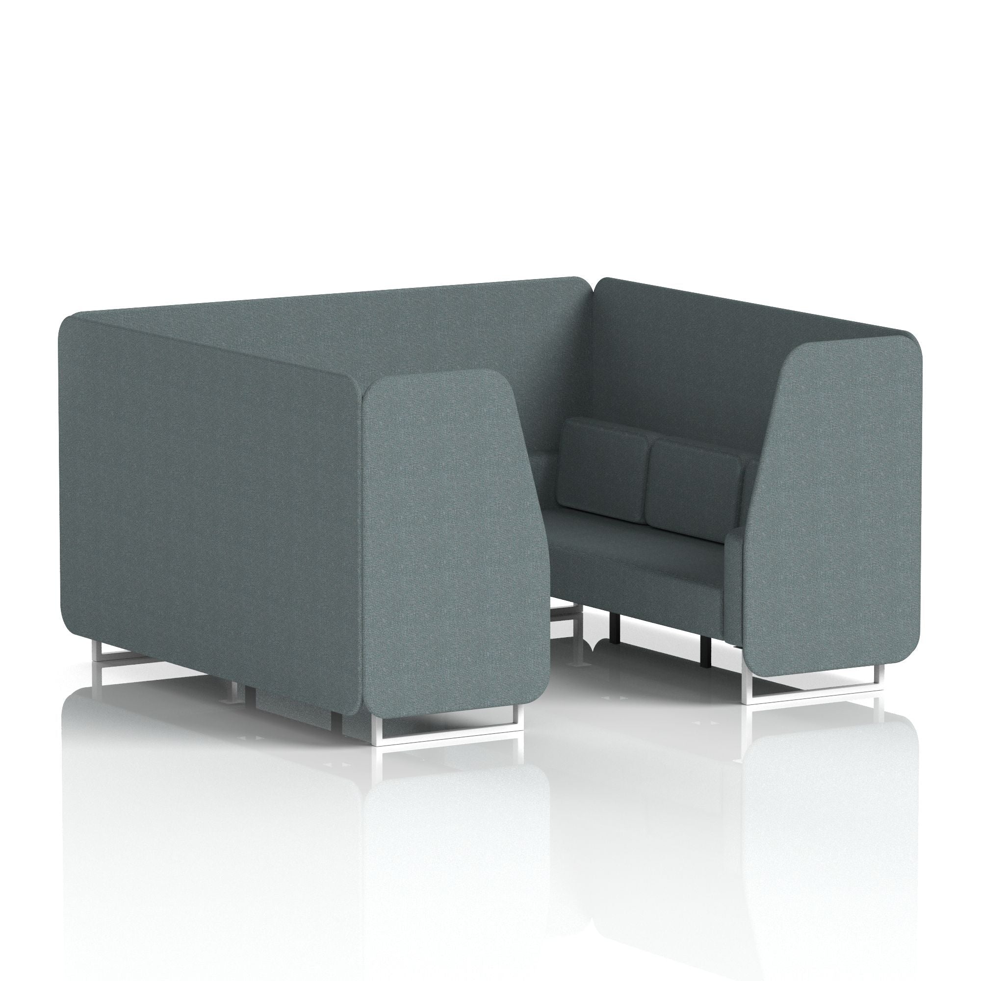 Brixworth Single Tone Office Booth – 2/4/6 Seater, Multiple Panel & Sofa Colours, Black or White Frame, Plywood/Foam/Fabric, Self-Assembly, 10yr Frame Warranty