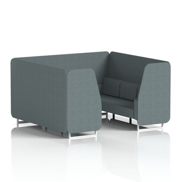 Brixworth Single Tone Office Booth – 2/4/6 Seater, Multiple Panel & Sofa Colours, Black or White Frame, Plywood/Foam/Fabric, Self-Assembly, 10yr Frame Warranty
