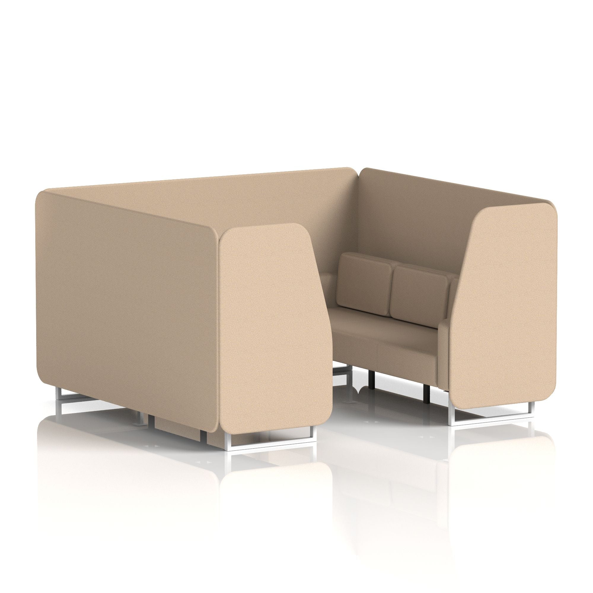Brixworth Single Tone Office Booth – 2/4/6 Seater, Multiple Panel & Sofa Colours, Black or White Frame, Plywood/Foam/Fabric, Self-Assembly, 10yr Frame Warranty
