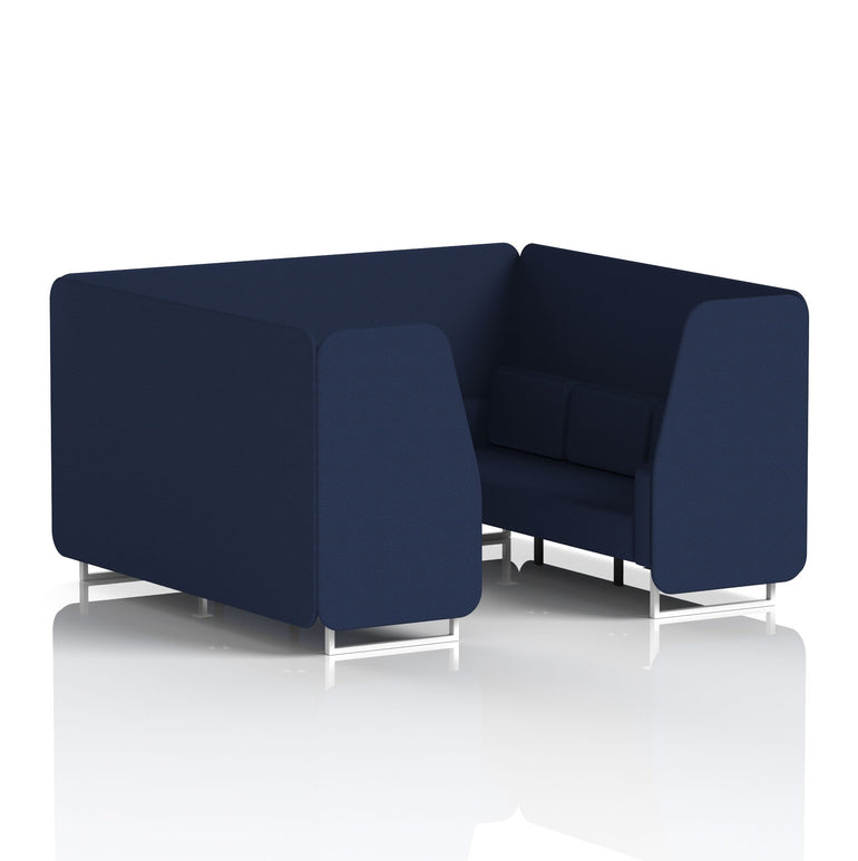 Brixworth Single Tone Office Booth – 2/4/6 Seater, Multiple Panel & Sofa Colours, Black or White Frame, Plywood/Foam/Fabric, Self-Assembly, 10yr Frame Warranty
