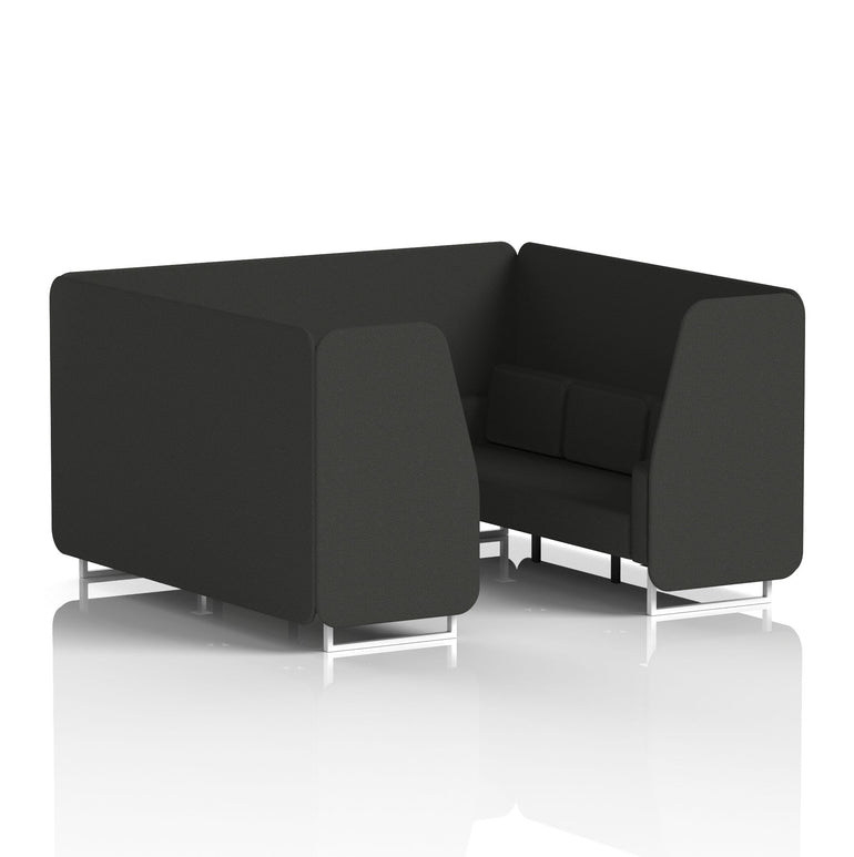 Brixworth Single Tone Office Booth – 2/4/6 Seater, Multiple Panel & Sofa Colours, Black or White Frame, Plywood/Foam/Fabric, Self-Assembly, 10yr Frame Warranty