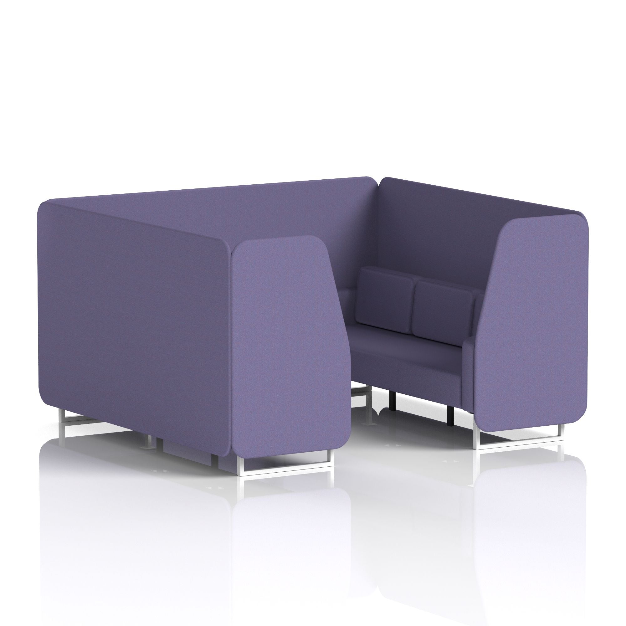 Brixworth Single Tone Office Booth – 2/4/6 Seater, Multiple Panel & Sofa Colours, Black or White Frame, Plywood/Foam/Fabric, Self-Assembly, 10yr Frame Warranty