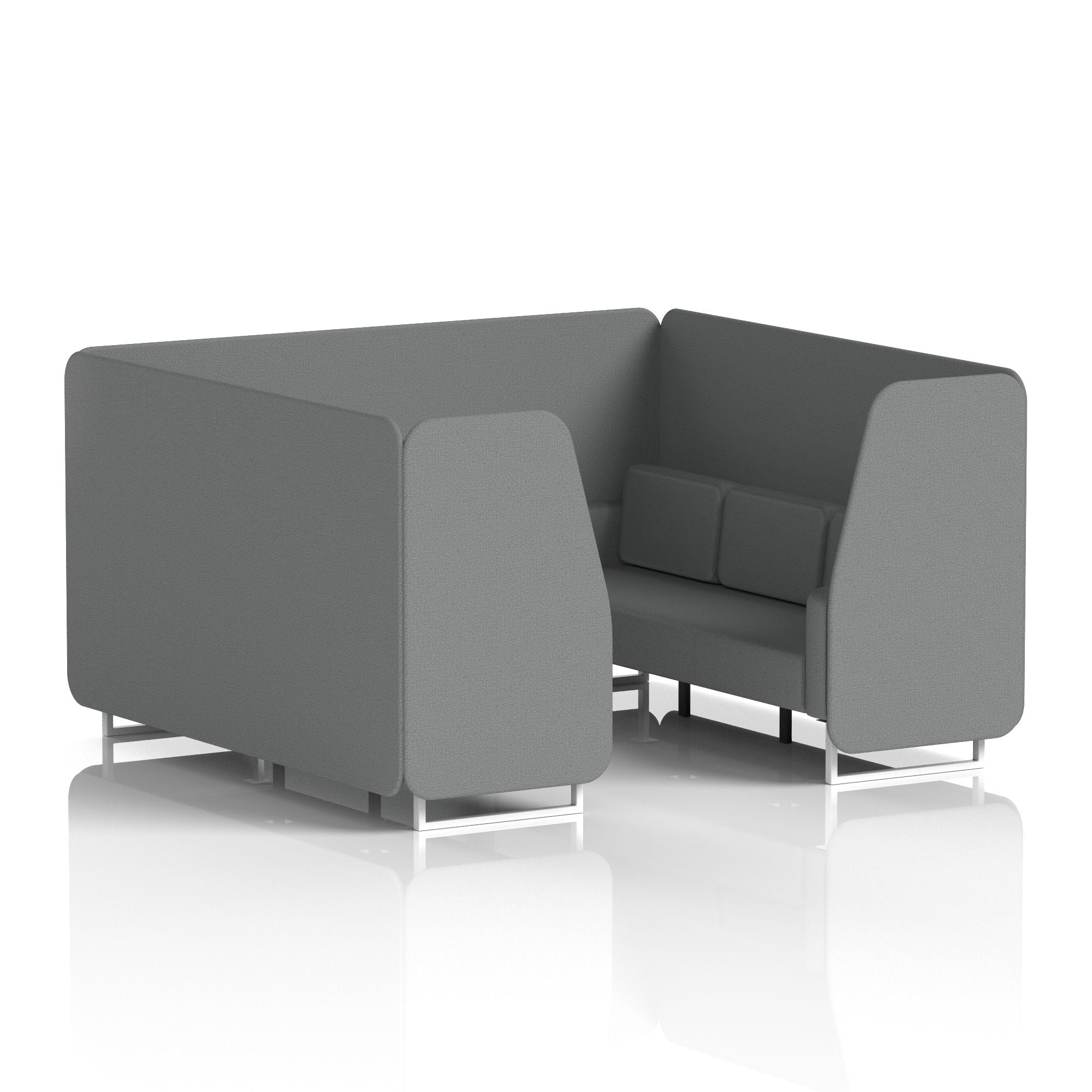 Brixworth Single Tone Office Booth – 2/4/6 Seater, Multiple Panel & Sofa Colours, Black or White Frame, Plywood/Foam/Fabric, Self-Assembly, 10yr Frame Warranty