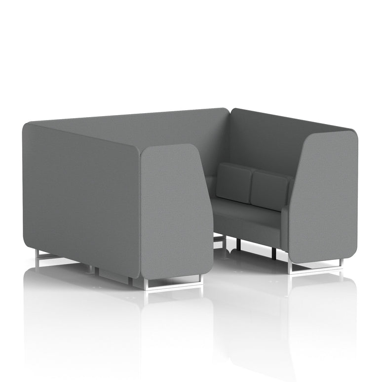 Brixworth Single Tone Office Booth – 2/4/6 Seater, Multiple Panel & Sofa Colours, Black or White Frame, Plywood/Foam/Fabric, Self-Assembly, 10yr Frame Warranty