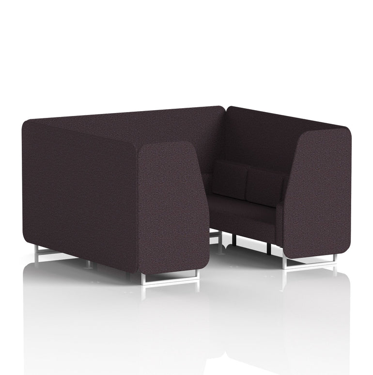 Brixworth Single Tone Office Booth – 2/4/6 Seater, Multiple Panel & Sofa Colours, Black or White Frame, Plywood/Foam/Fabric, Self-Assembly, 10yr Frame Warranty