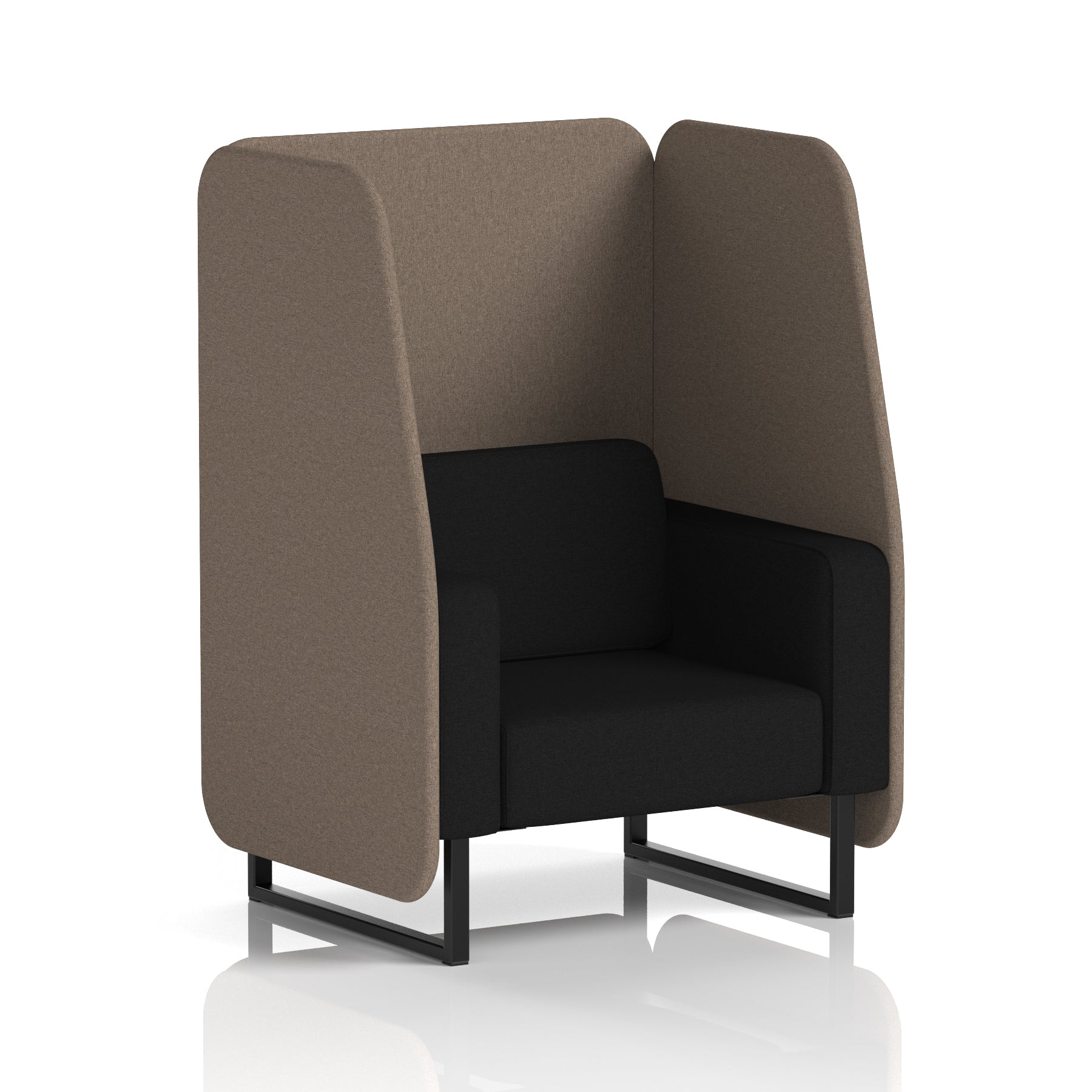 Brixworth Open Office Booth Pod, 1–3 Seater, Multiple Two-Tone Colour Options, Black or White Frame, Plywood & Fabric, Self-Assembly, 10yr Frame/5yr Fabric Warranty