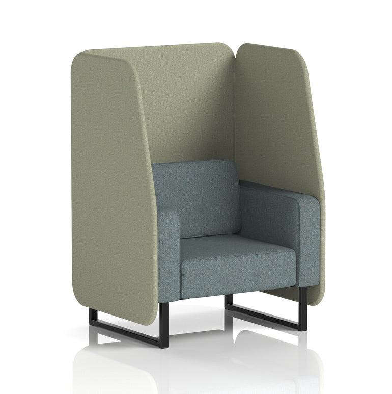 Brixworth Open Office Booth Pod, 1–3 Seater, Multiple Two-Tone Colour Options, Black or White Frame, Plywood & Fabric, Self-Assembly, 10yr Frame/5yr Fabric Warranty